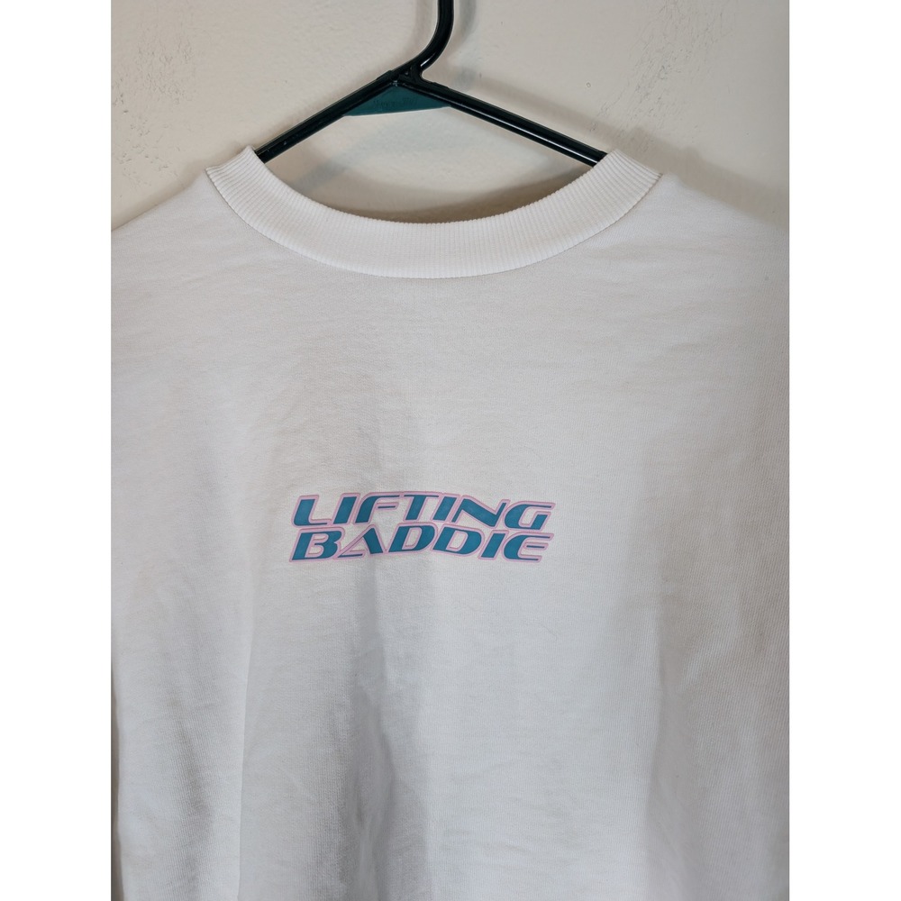 Gymshark Lifting Baddie Women's Medium Sweatshirt White Graphic Crew Pullover - Picture 4 of 10